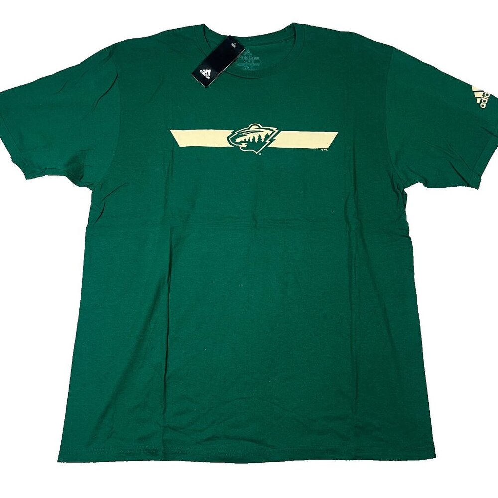 Adidas Mens XL Green Minnesota Wild NHL Hockey Short Sleeve‎ The Go To Tee NWT